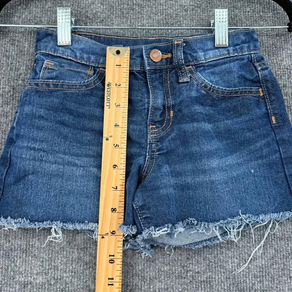 Old Navy Girls Denim Cut Off Jean Shorts Size 7 HIgh Rise Adjustable Waist
